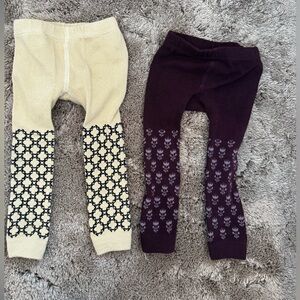 kate quinn Cream and Dark Purple Floral pair Leggings